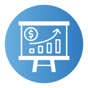 Quadro de empresa mostrando grafico em subida